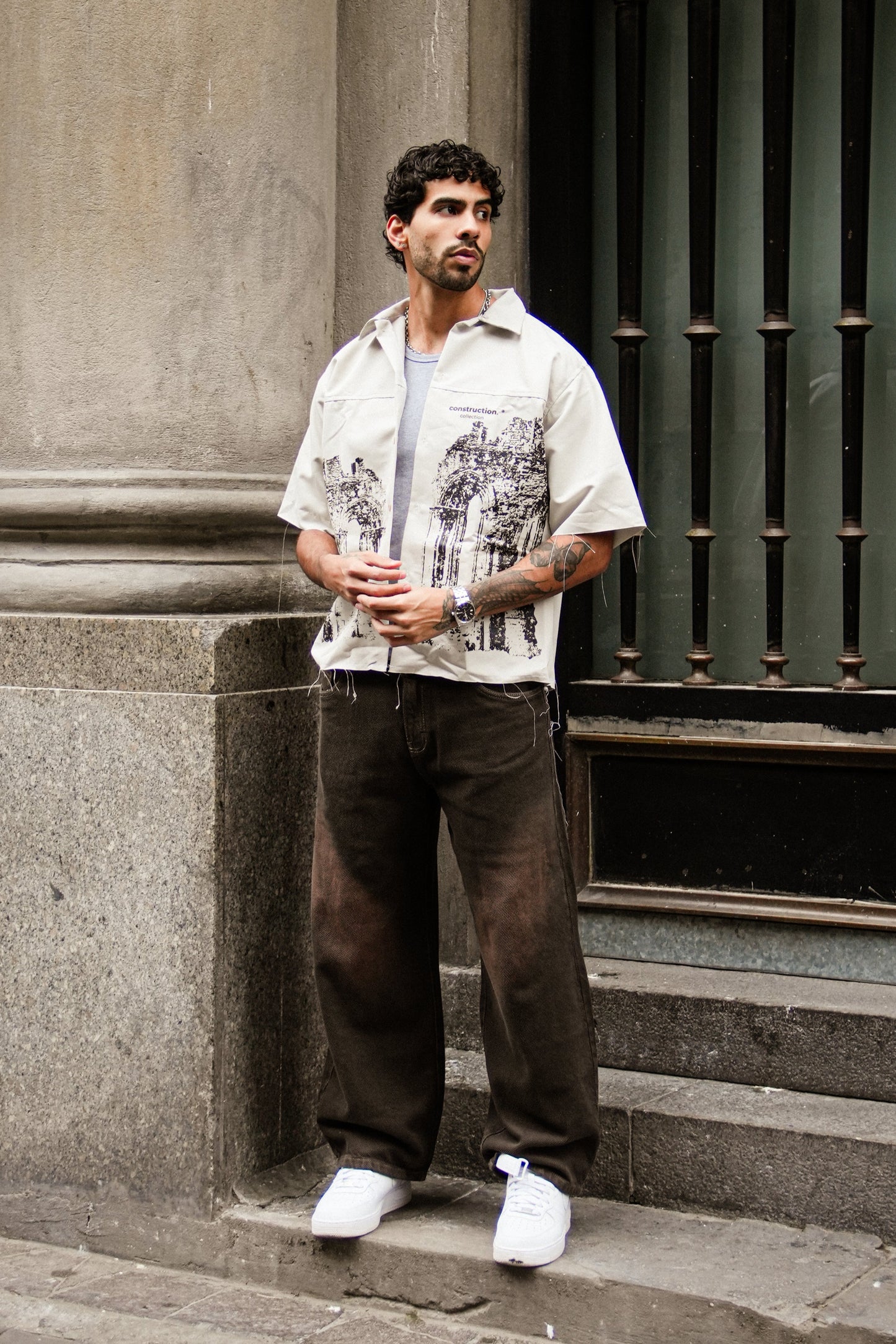 Camisa "Construction" Hueso